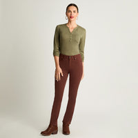 Jeans Recto Color 5 Bolsillos Terracota Curvi