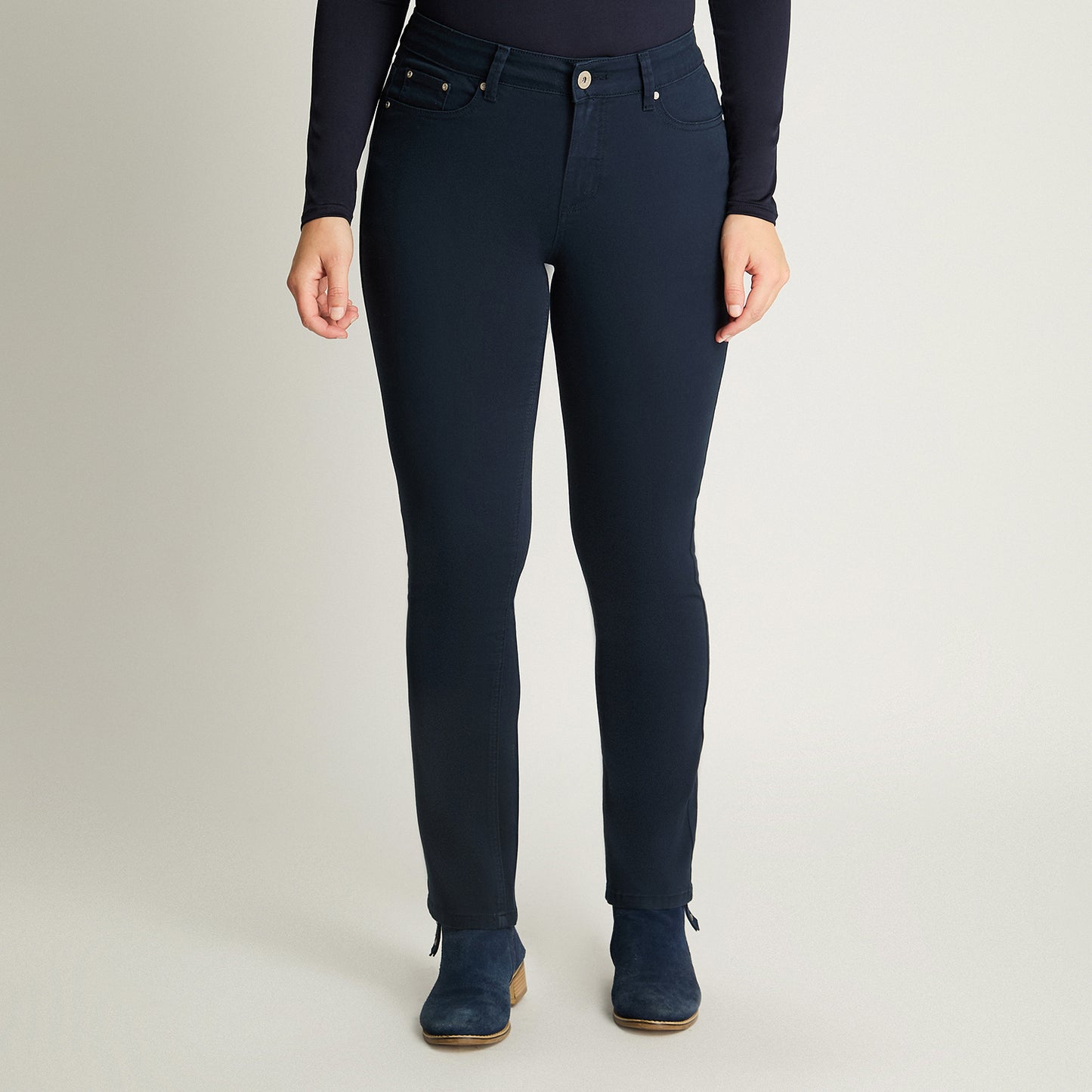 Jeans Recto Color 5 Bolsillos Azul Curvi
