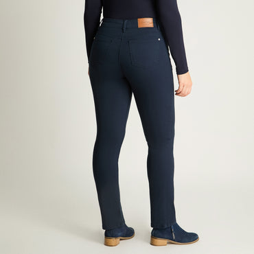Jeans Recto Color 5 Bolsillos Azul Curvi