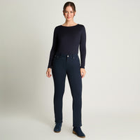 Jeans Recto Color 5 Bolsillos Azul Curvi