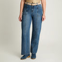 Jeans Recto Con Cinturón Azul Curvi
