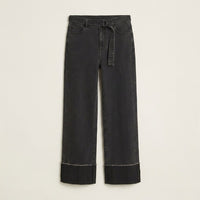 Pantalón Wide Leg Con Cinturón Gris Oscuro en plano