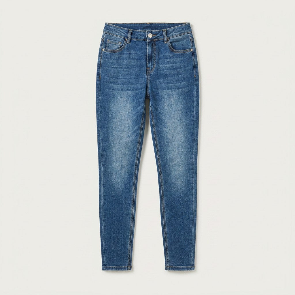 Jeans skinny tiro alto azul | Acuarela en plano