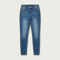 Jeans skinny tiro alto azul | Acuarela en plano