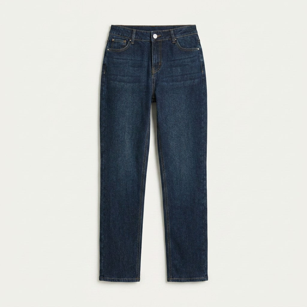 Jeans Rigido Fit Recto Básico Azul Marino en plano