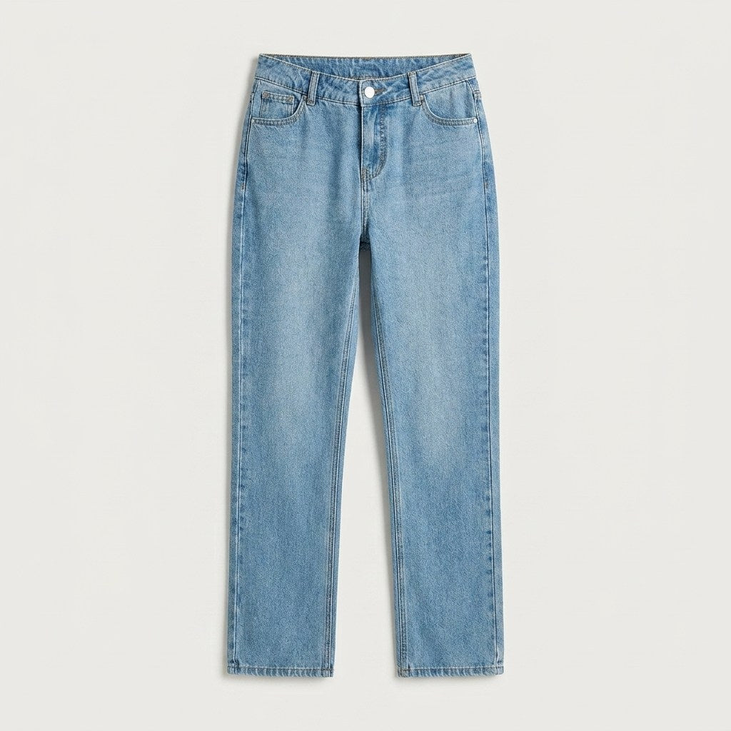 Jeans Rigido Fit Recto Básico Celeste en plano