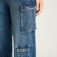 Jeans Cargo Azul Acuarela