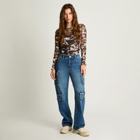 Jeans Cargo Azul Acuarela