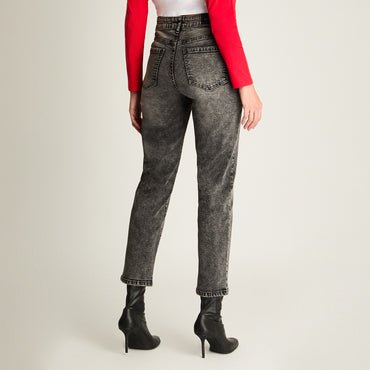 Jeans Mom Slim 5 Bolsillos Gris