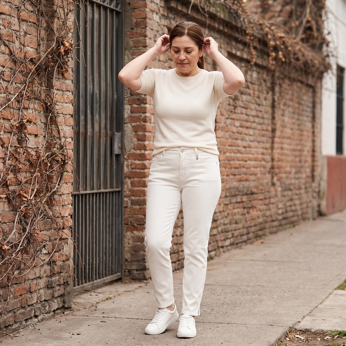 Jeans Crudo Fit Slim Tiro Medio lifestyle