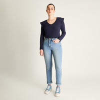 Jeans Azul Mom No Elasticado Calce Normal