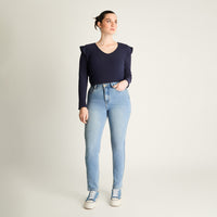 Jeans Azul Mom No Elasticado Calce Normal