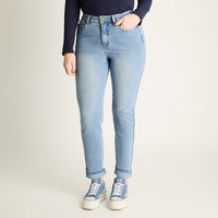 Jeans Azul Mom No Elasticado Calce Normal