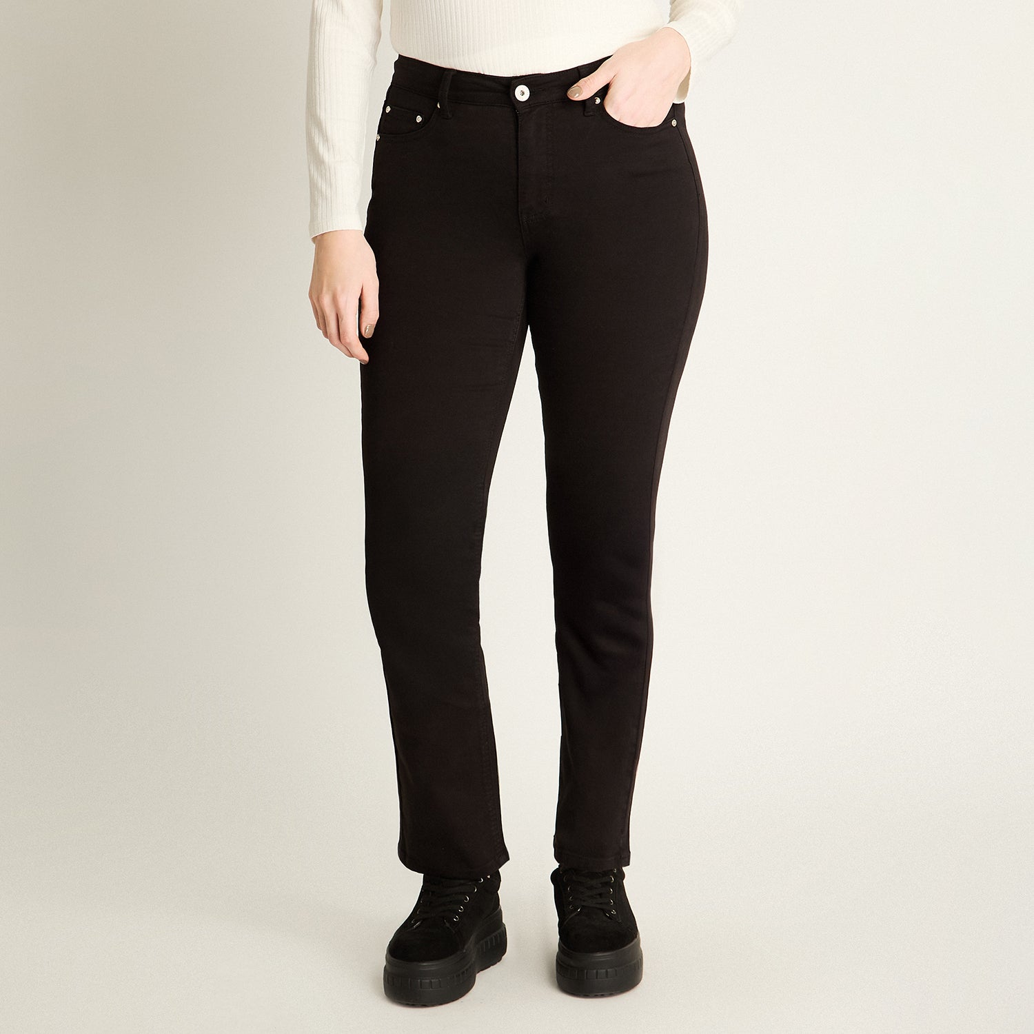 Jeans Negro Recto 5 Bolsillos