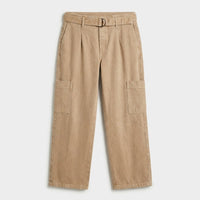 Jeans Cargo Beige sin Cierre Frontal en plano