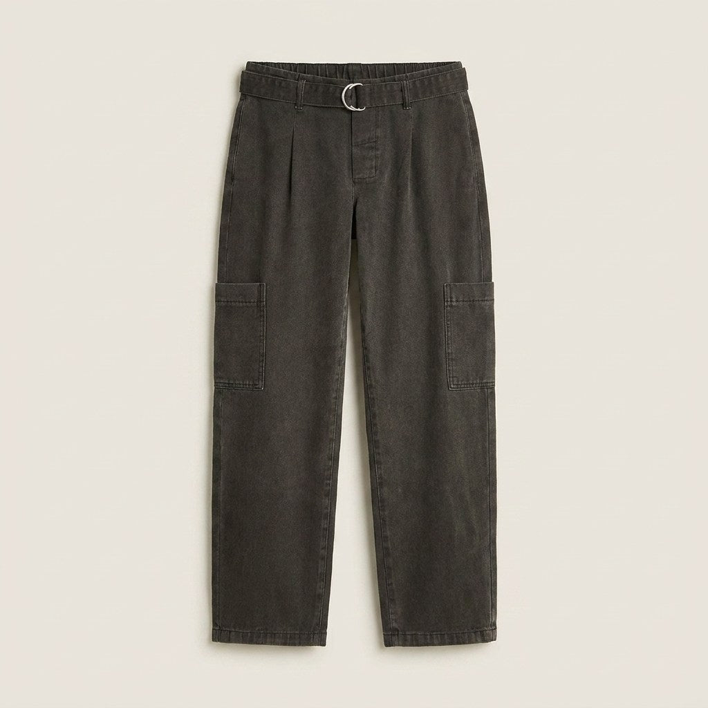 Jeans Cargo Gris Oscuro sin Cierre Frontal en plano