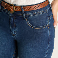 Jeans Flare Azul con Cinturón