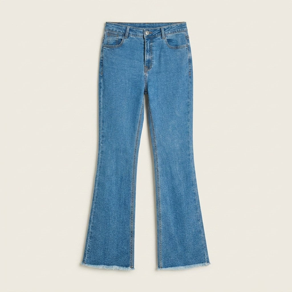 Jeans Azul Flare Tiro Medio en plano