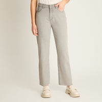 Jeans Gris Mom Con Ruedo