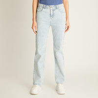 Jeans Azul Recto Con Rayas