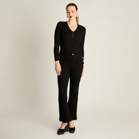 Jeans Negro Flare Botones Dorados - Lorenzo di Pontti