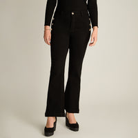 Jeans Negro Flare Botones Dorados - Lorenzo di Pontti