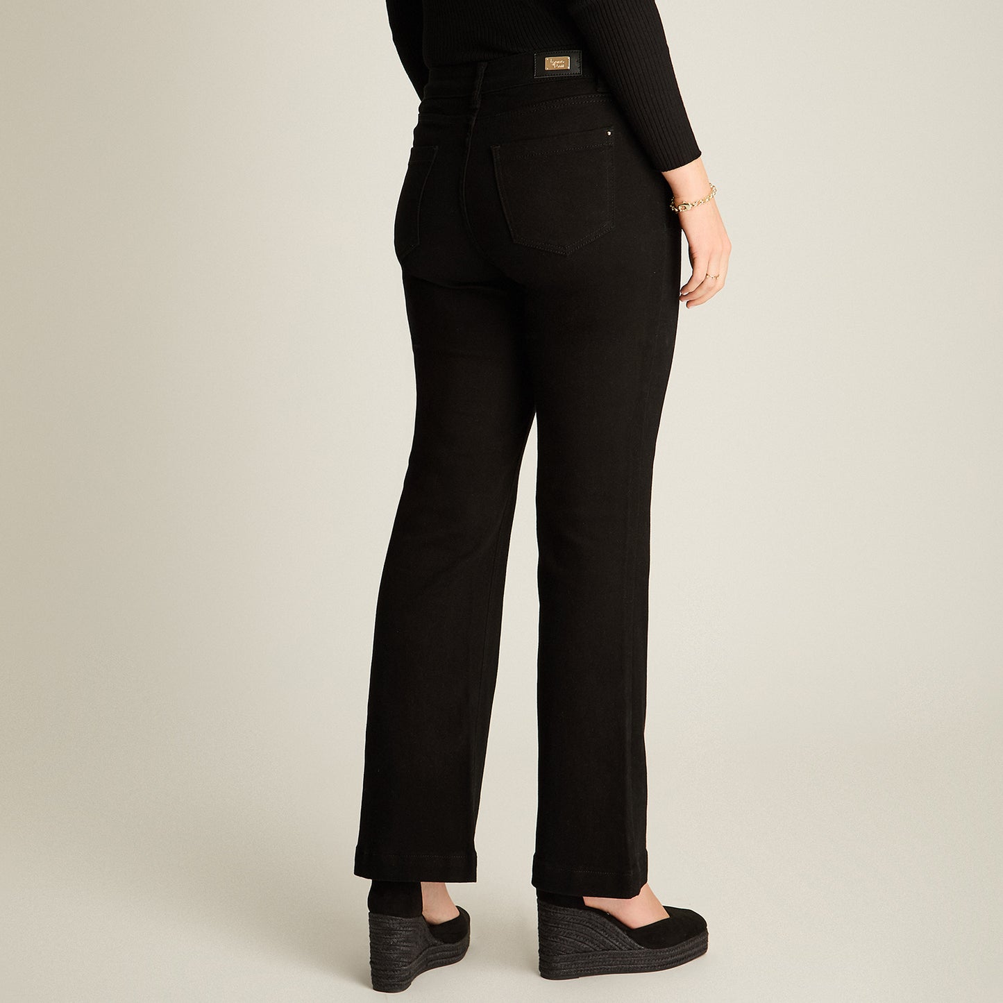 Jeans Negro Flare Botones Dorados - Lorenzo di Pontti