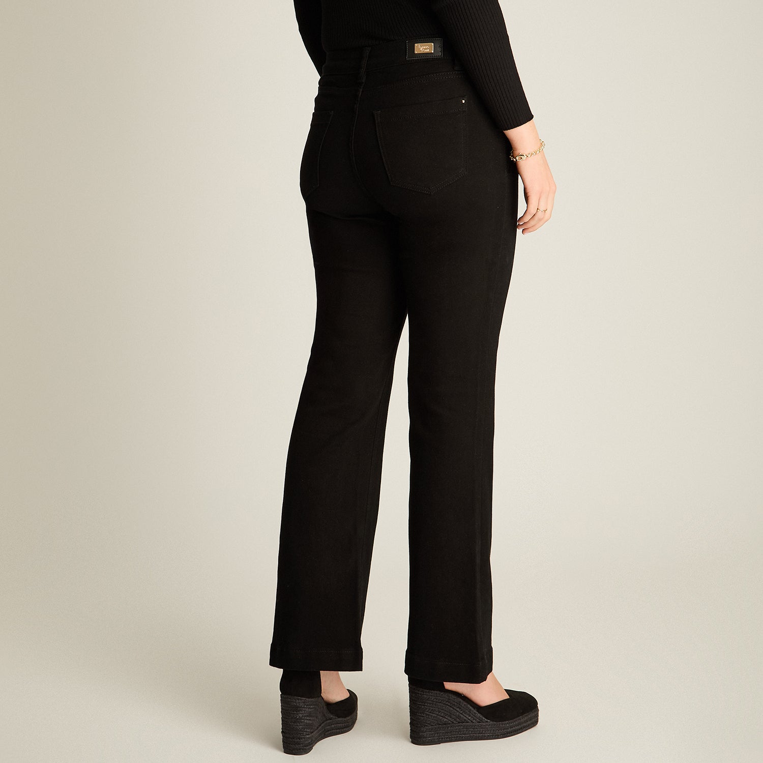 Jeans Negro Flare Botones Dorados - Lorenzo di Pontti