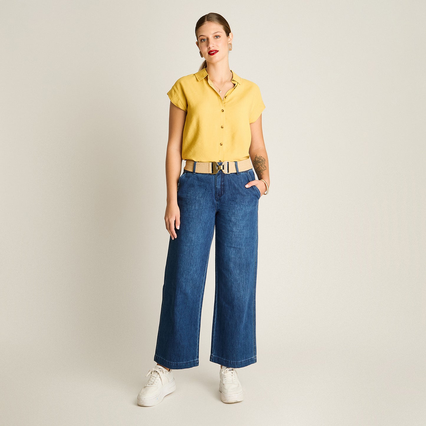 Jeans Blue Medio Elasticidad Nula Sin Forro Calce Holgado Tela Denim