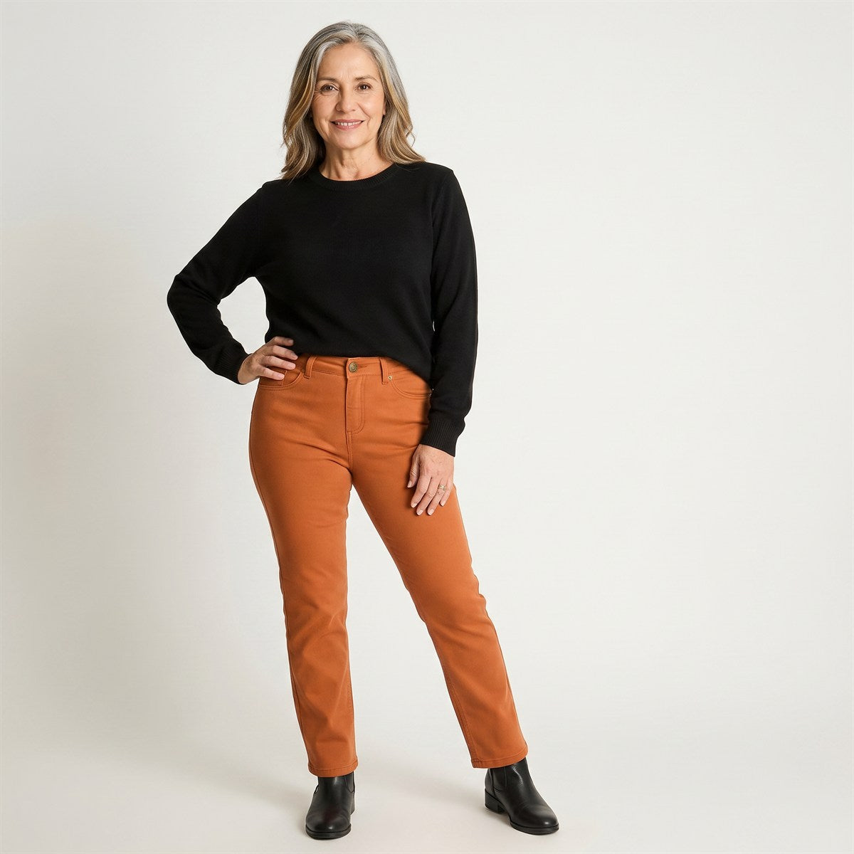 Jeans Recto Terracota en modelo adulta