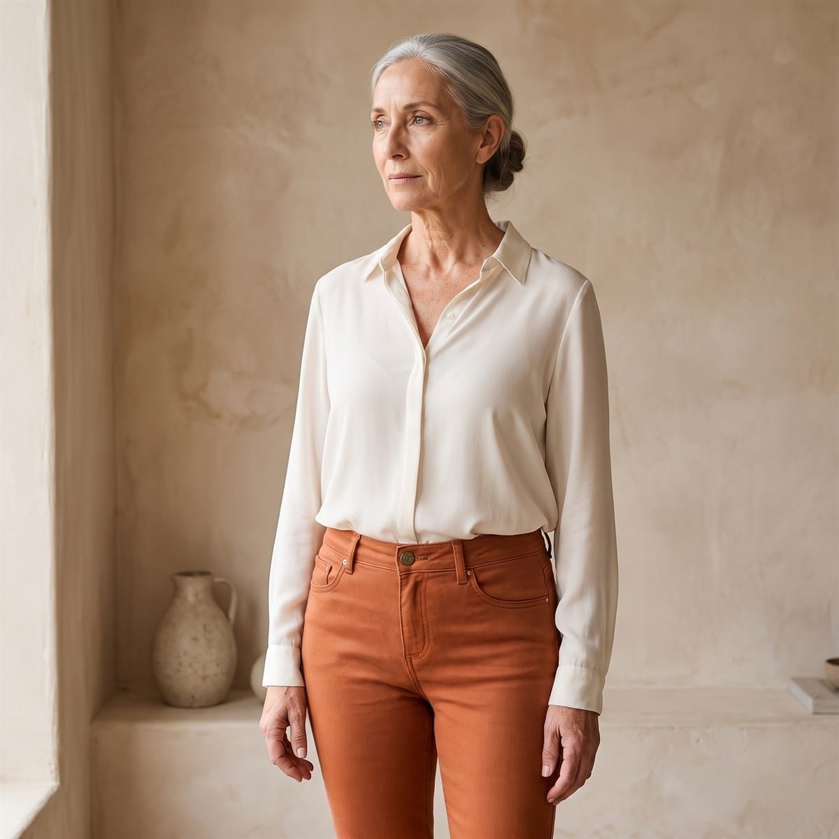 Jeans Recto Terracota de Cinco Bolsillos lifestyle