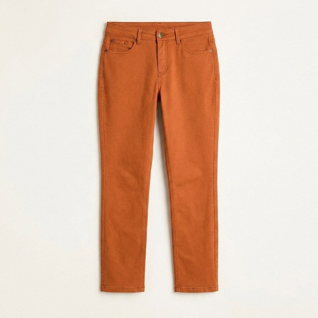 Jeans Recto Terracota de Cinco Bolsillos en plano