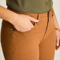 Jeans Mostaza Elasticidad Baja Sin Forro Calce Normal Tela Denim