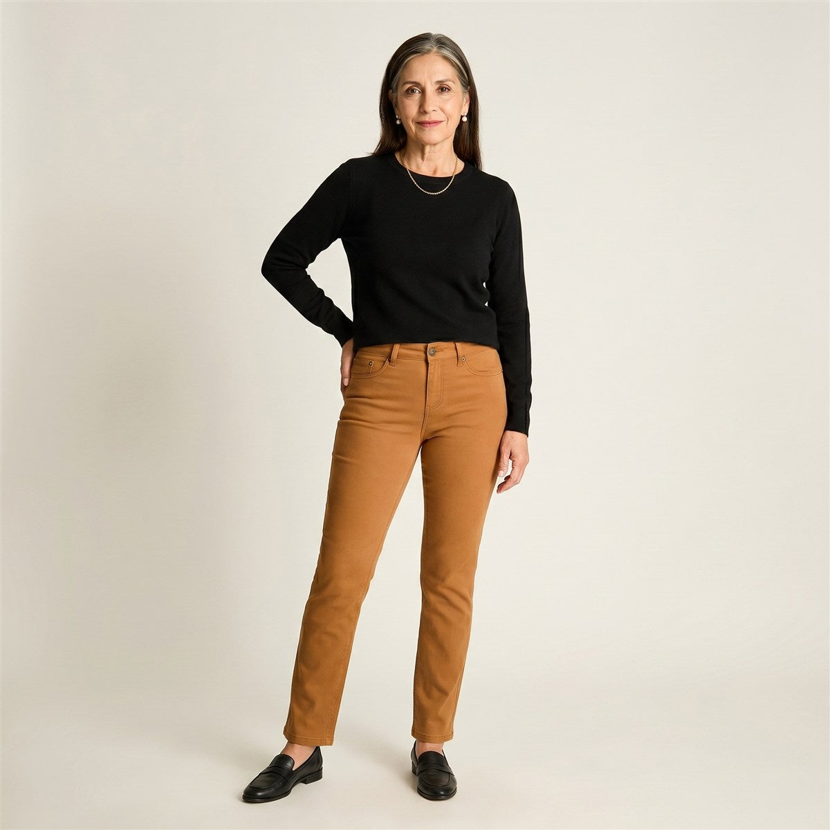 Jeans Recto Color 5 Bolsillos en modelo adulta
