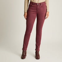 Jeans Burdeo Elasticidad Media Sin Forro Calce Ajustado Tela Denim