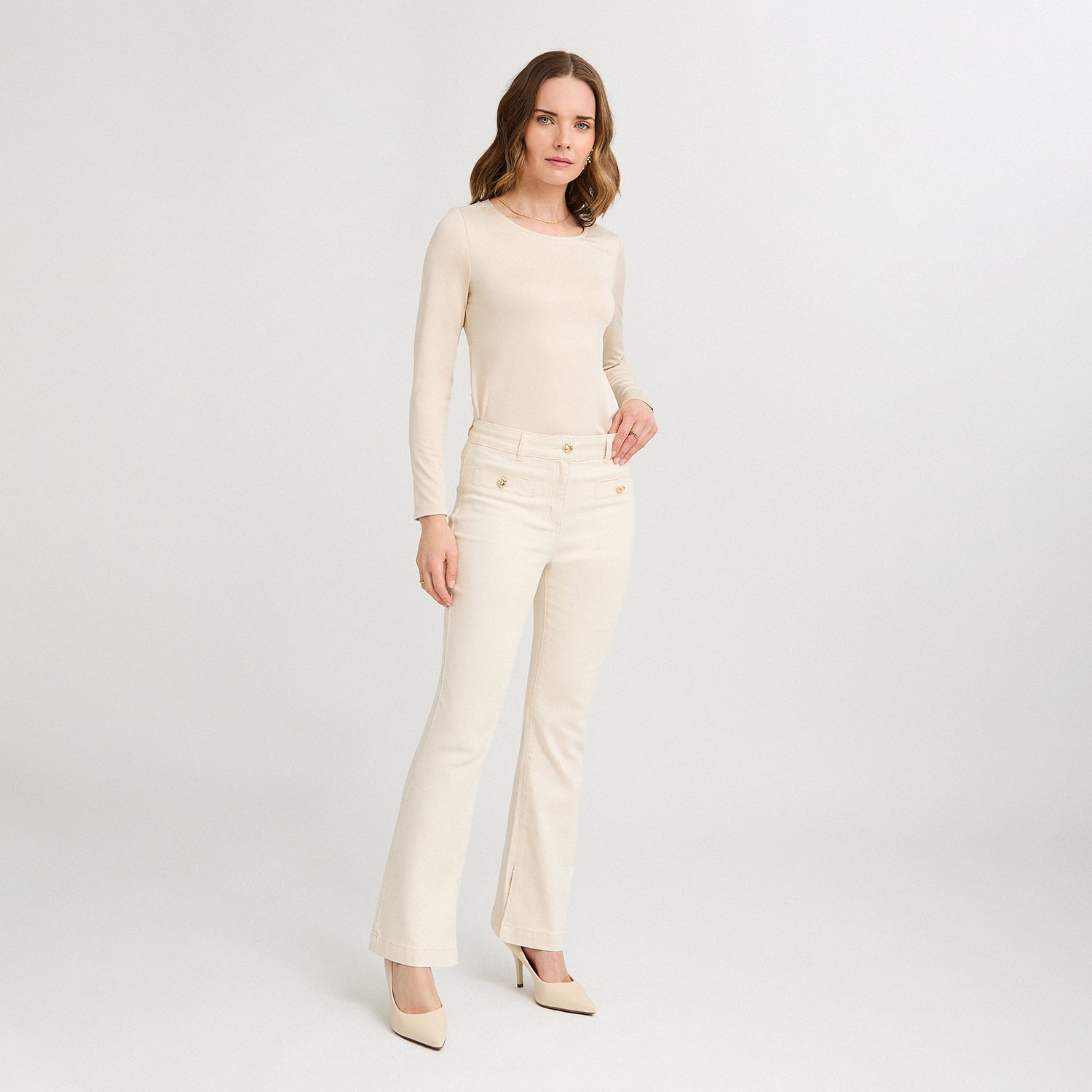 Jeans Flare 3 Botones Amarillo