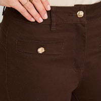 Jeans Flare 3 Botones Café