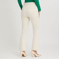 Jeans Flare con Cinturón Beige