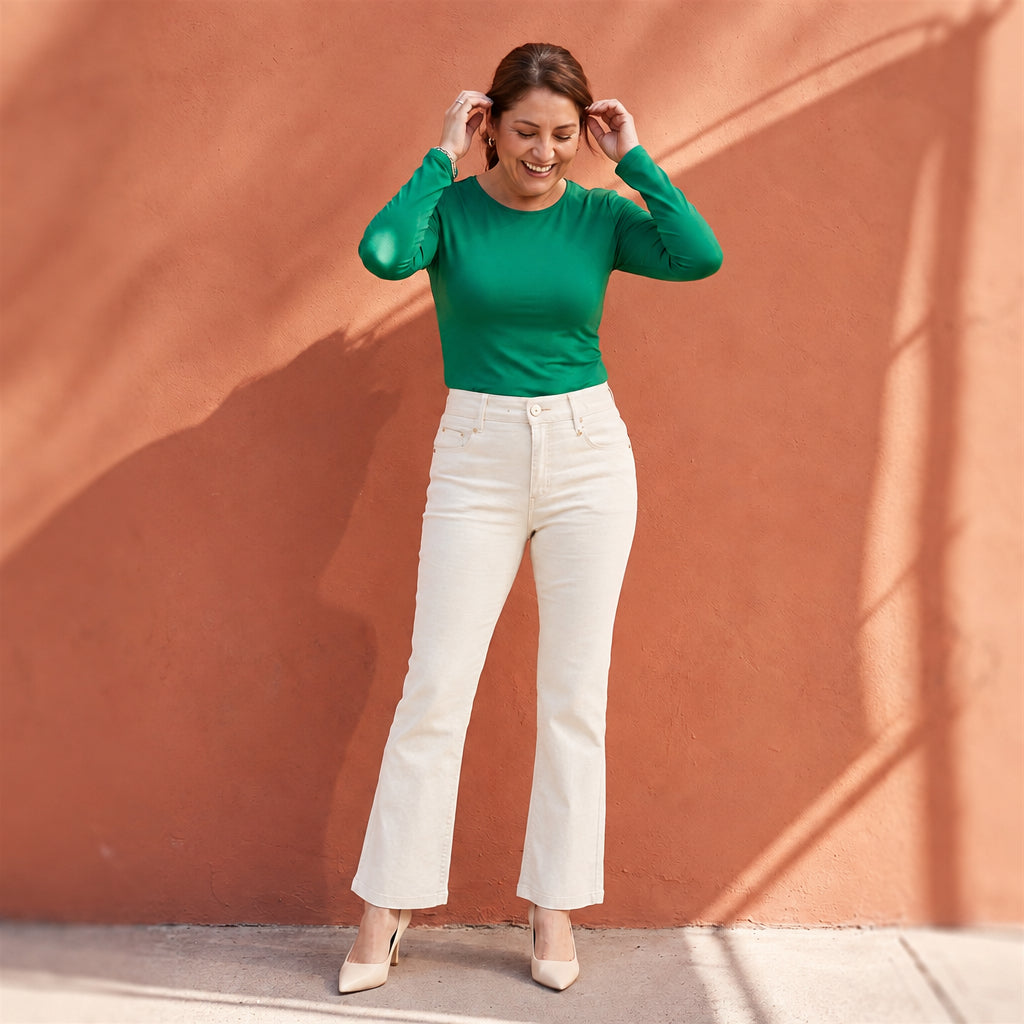 Jeans Flare Beige 