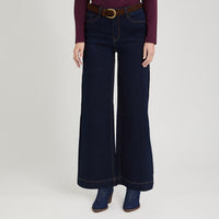 Jeans Coulotte con Cinturón Azul