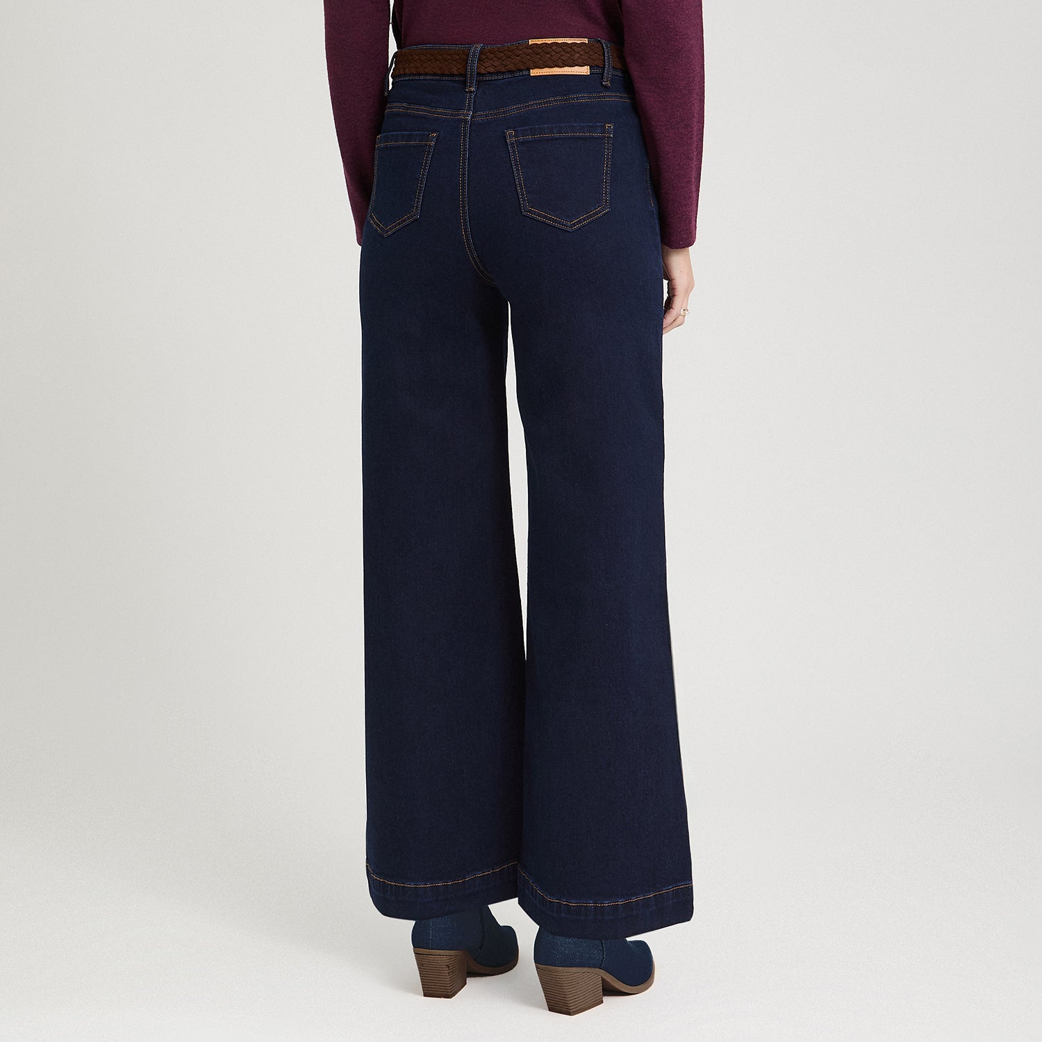 Jeans Coulotte con Cinturón Azul