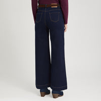 Jeans Coulotte con Cinturón Azul