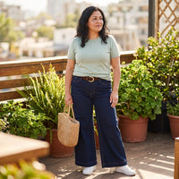 Jeans Culotte con Cinturón Azul lifestyle