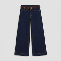 Jeans Coulotte con Cinturón Azul en plano