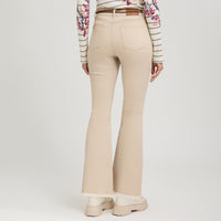 Jeans Flare con Cinturón Beige