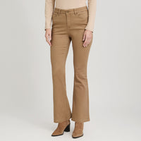 Jeans Flare un Botón Beige