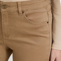 Jeans Flare un Botón Beige