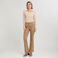 Jeans Flare un Botón Beige
