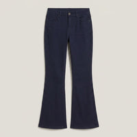 Jeans Flare un Botón Azul en plano