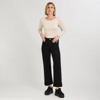 Jeans Culotte un Botón Negro